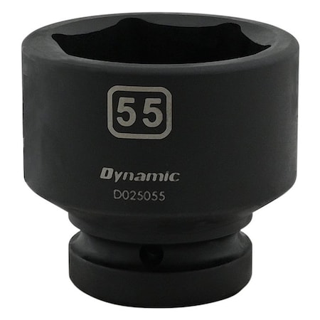 Dynamic 1" Drive Standard Socket, Black Phosphate, Tools 55MM X 1" Drive, 6 Point Standard Length D025055